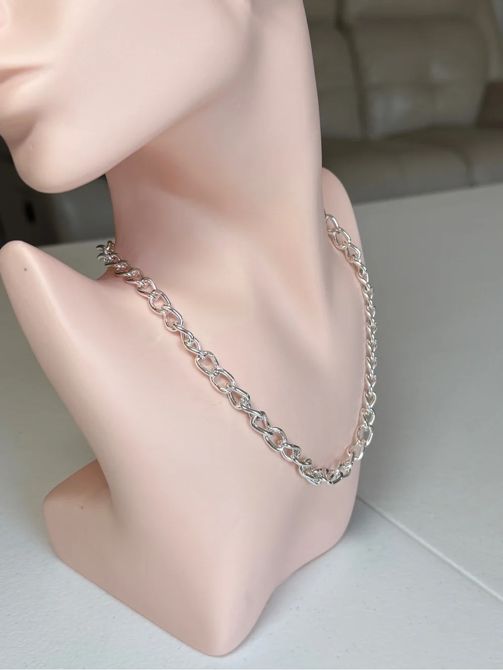 Casual Minimalist Silver Link Chain Necklace